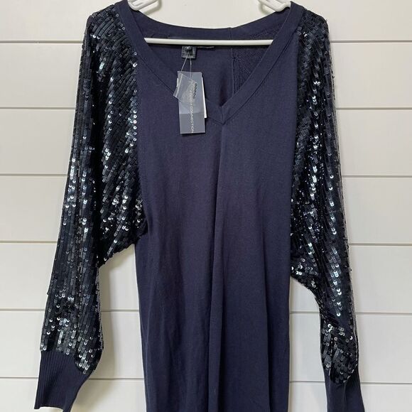 French connection blue sequin sweater dress size 6 - Picture 4 of 9